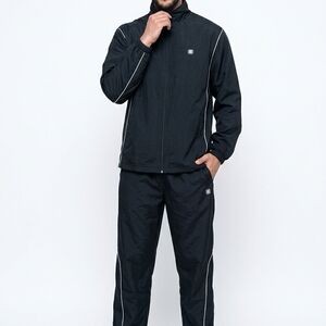Nike Black Windbreaker Jacket with White Piping